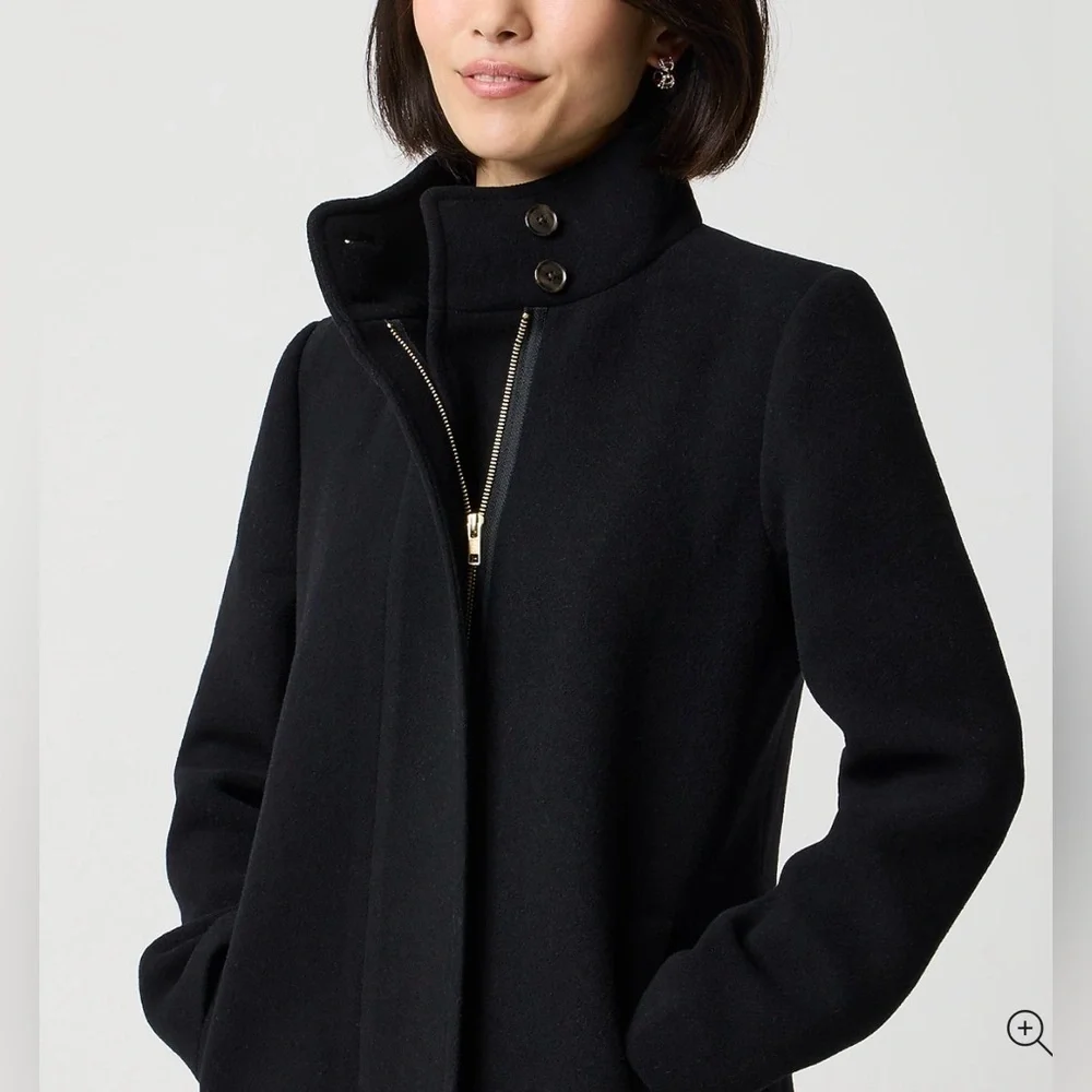 NWT J Crew Petite city coat with button neck size 8P